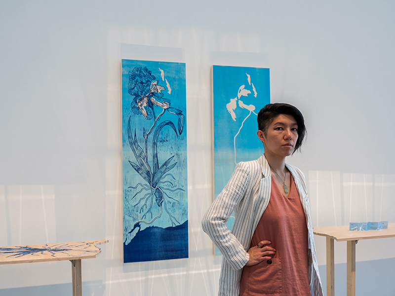 Jenie Gao photo with art installation An Ethic is a Root, taken by Khim Hipol