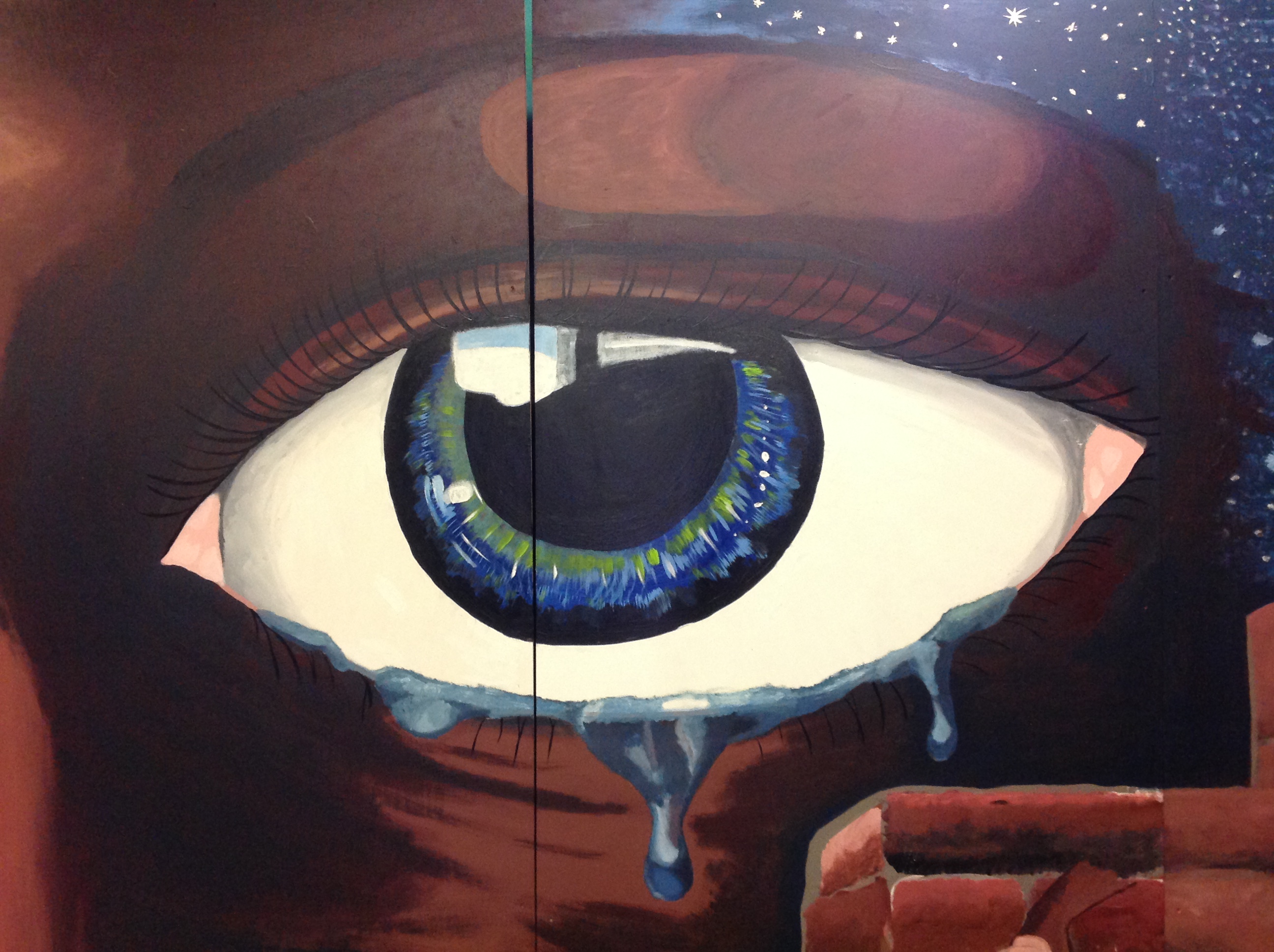 Close-Up of Crying Eye in Mural Art