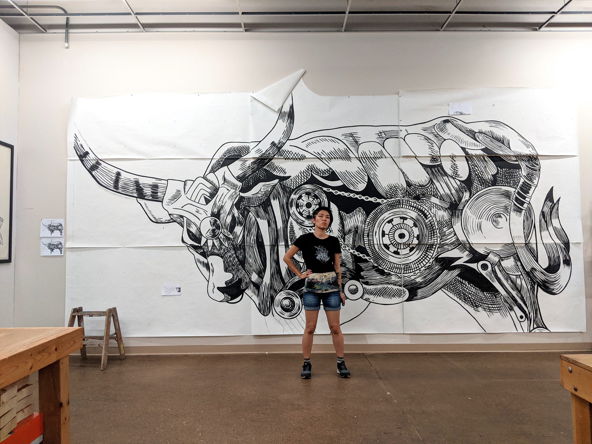 Metal Ox mural commission