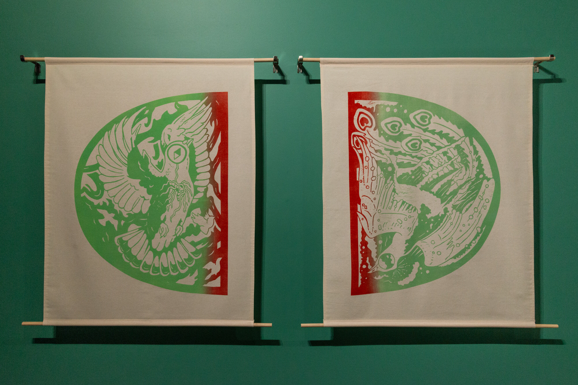 woodcut installation contemporary art gallery